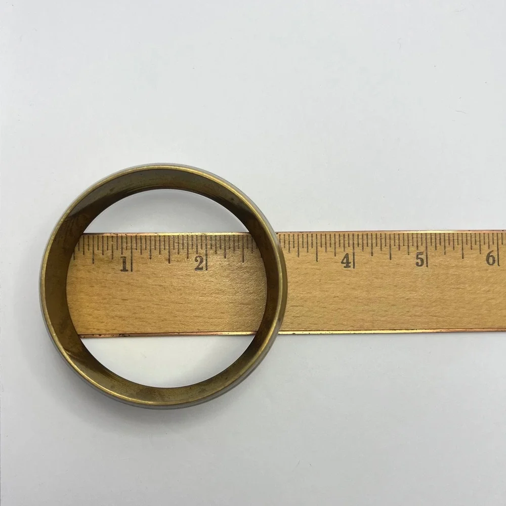 Vintage Brass Bangle Bracelet Ribbed Handcrafted India Boho Stackable 70s Retro